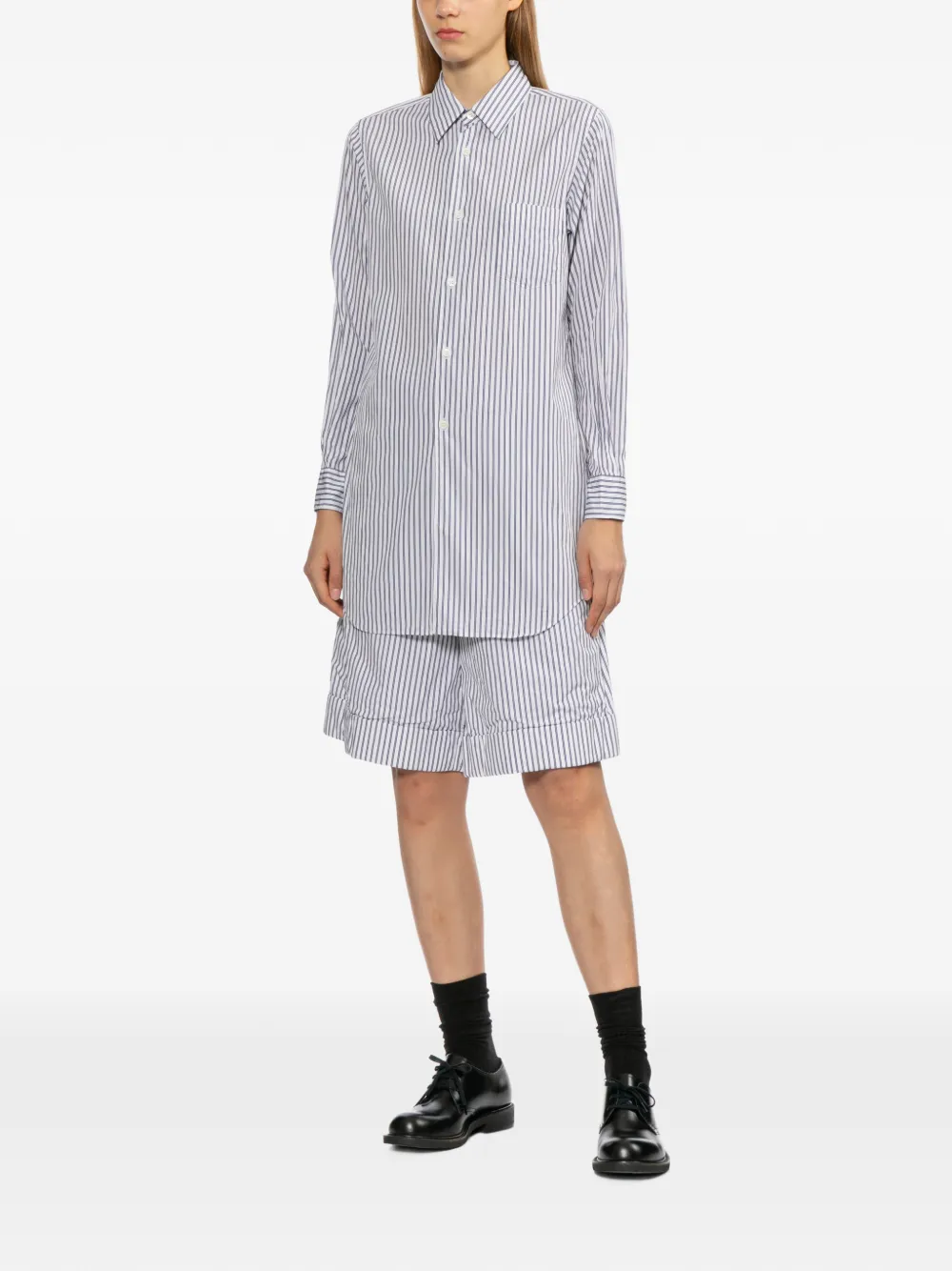 Comme Des Garçons Comme Des Garçons Gestreepte blousejurk Wit