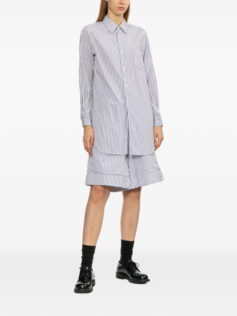 Comme Des Garçons Comme Des Garçons Gestreepte blousejurk Wit
