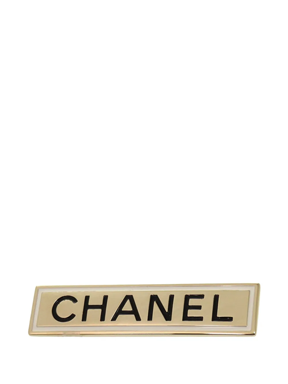 CHANEL Pre-Owned 2021 Gold Plated Logo Plate Brooch costume brooch - Oro