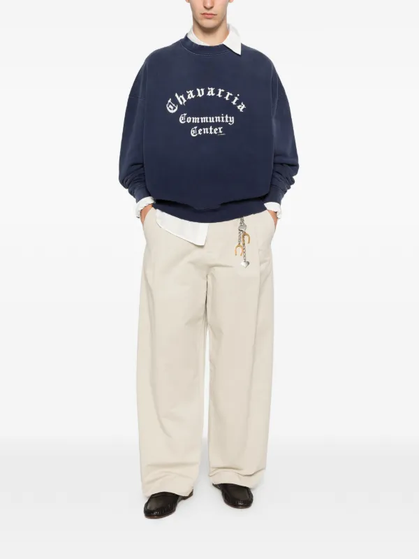 Willy Chavarria Hooligan crew-neck Sweater | Blue | FARFETCH RO