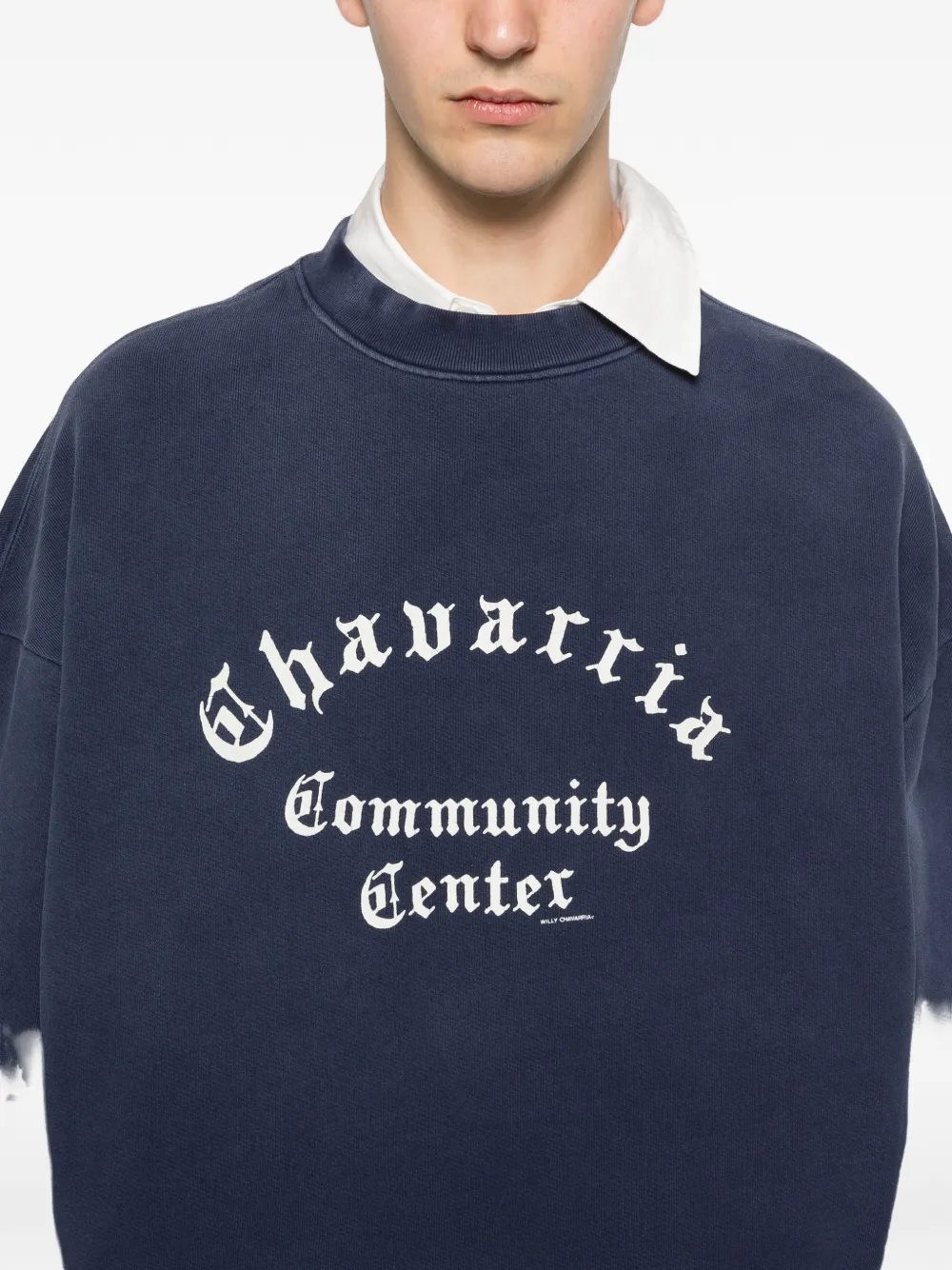 Willy Chavarria Hooligan crew-neck Sweater | Blue | FARFETCH RO