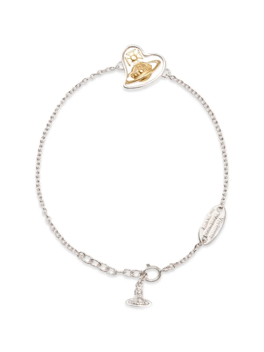Vivienne Westwood Faye heart-Orb bracelet - Argento