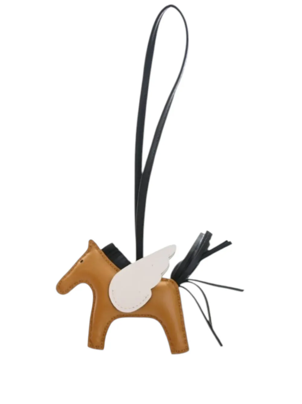 Hermès Pre-Owned 2023 Milo Lambskin and Swift Grigri Rodeo Pegase Bag Charm PM key chain - Nero