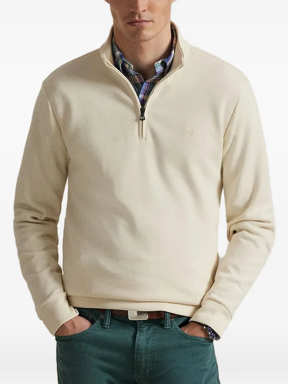 Polo Ralph Lauren quarter-zip embroidered-logo sweater - Toni neutri