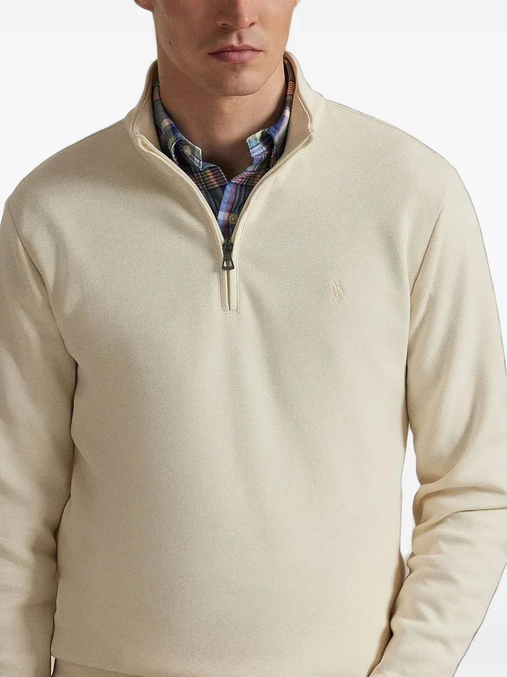 Polo Ralph Lauren Trui met geborduurd logo en rits Beige