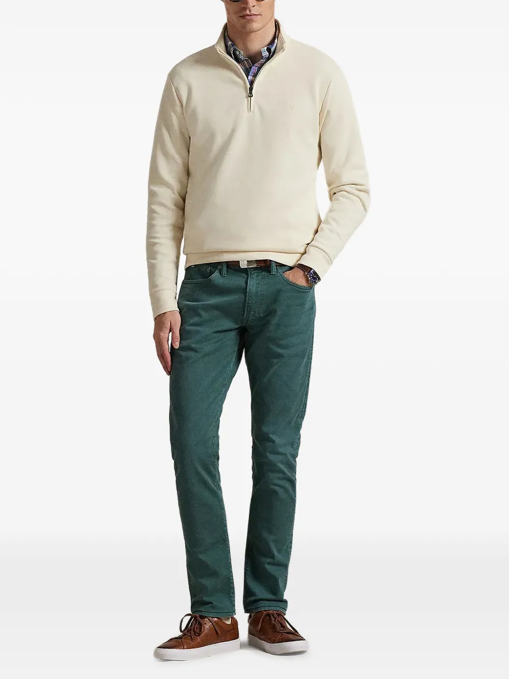 Polo Ralph Lauren Trui met geborduurd logo en rits Beige