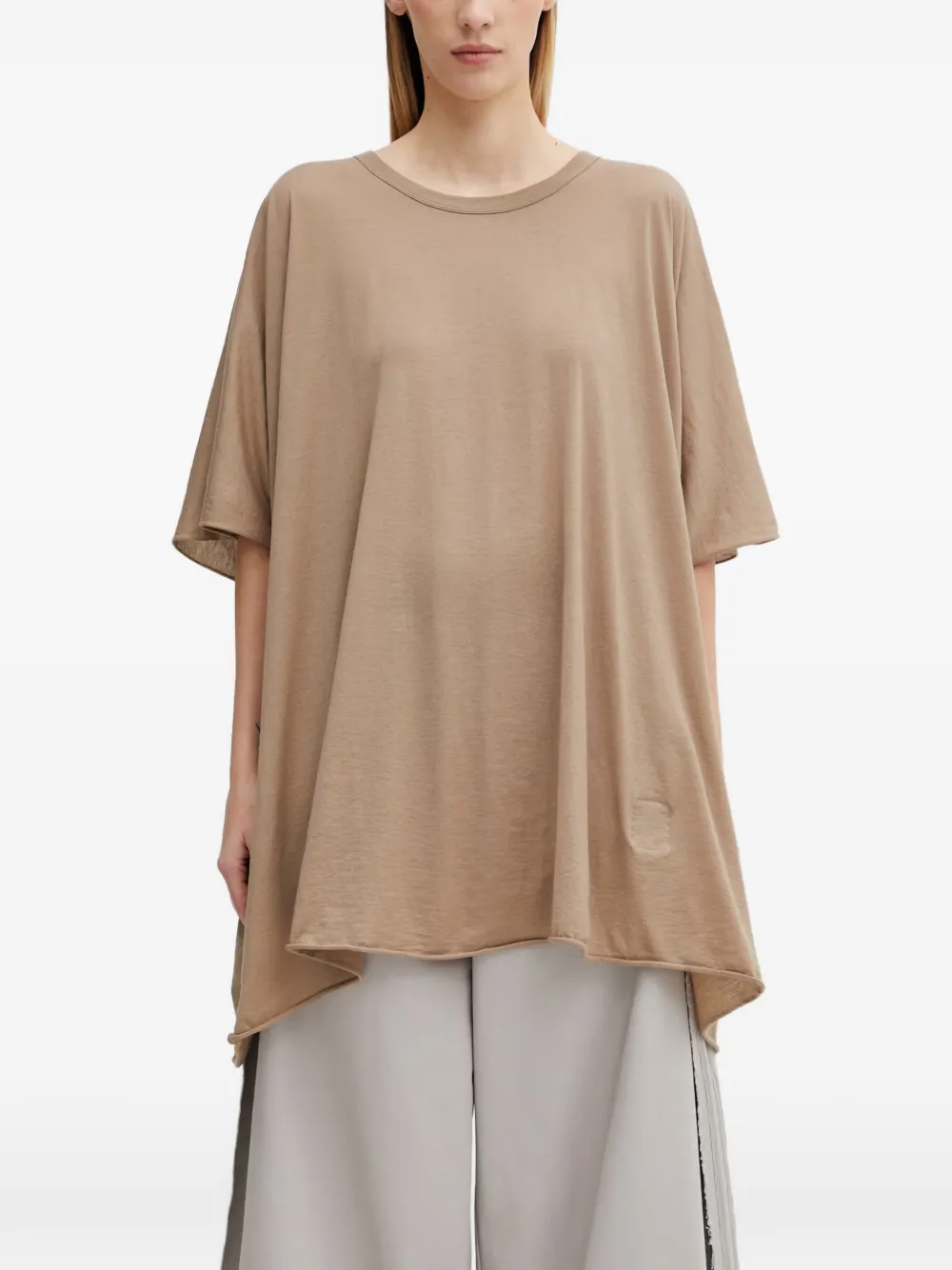 Rick Owens DRKSHDW Minerva oversized raw-edge T-shirt - Marrone