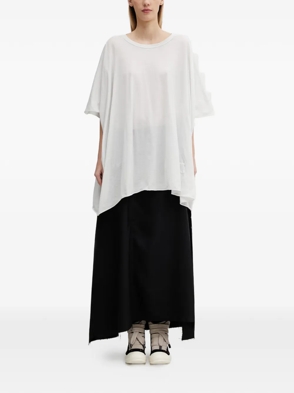 Rick Owens DRKSHDW Minerva oversized gerafeld T-shirt Wit