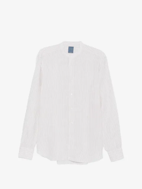 Barba striped collarless shirt
