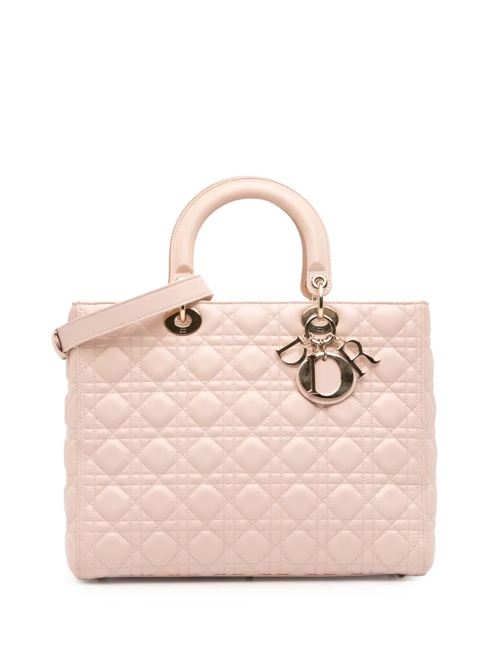 Christian Dior Pre-Owned 2018 Large Lambskin Cannage Lady Dior satchel - Rosa