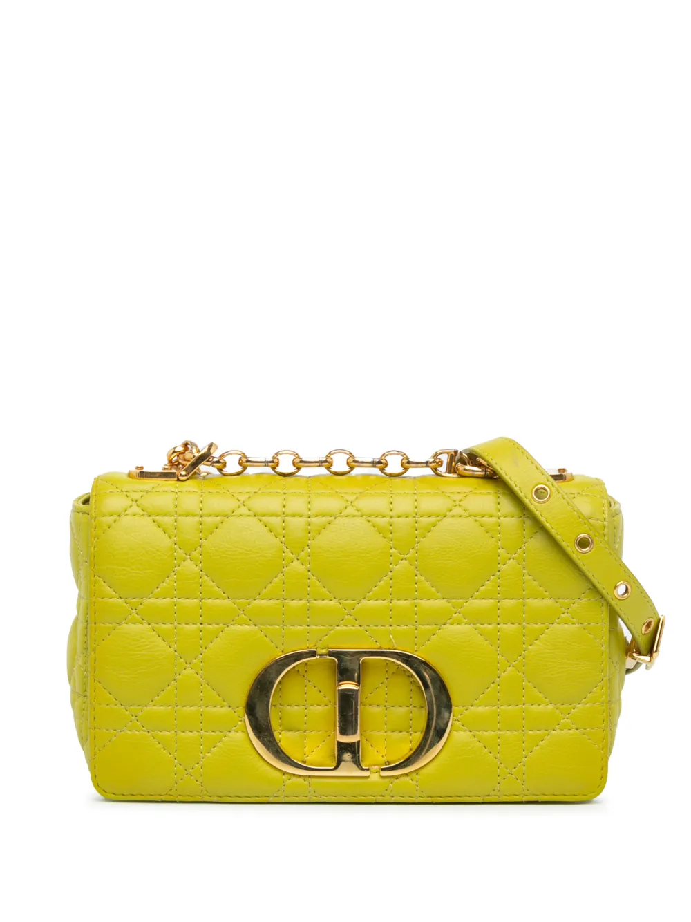 Christian Dior Pre-Owned 2021 Small Calfskin Cannage Caro Bag crossbody bag - Giallo