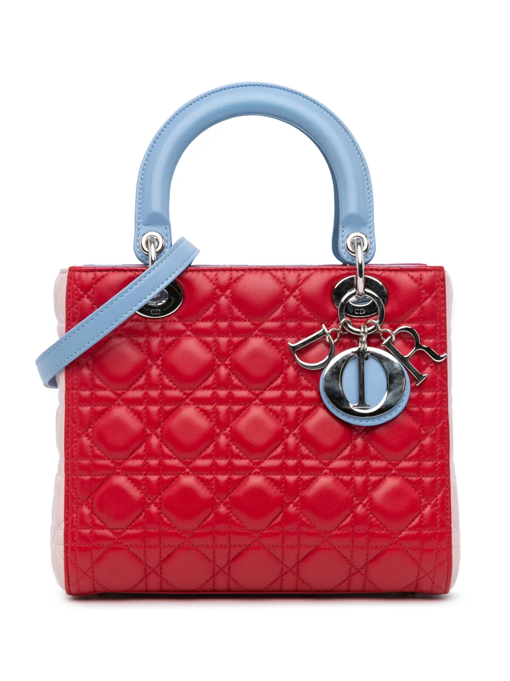 Christian Dior Pre-Owned 2014 Medium Tricolor Lambskin Cannage Lady Dior satchel - Multicolore