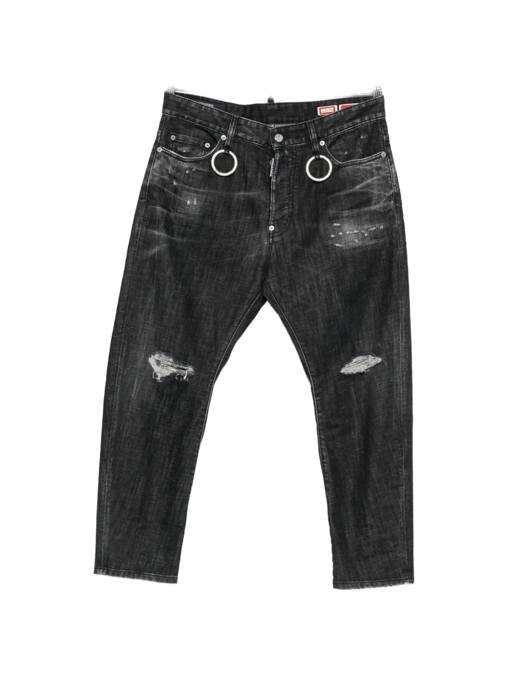 DSQUARED2 distressed ring-detail jeans - Nero