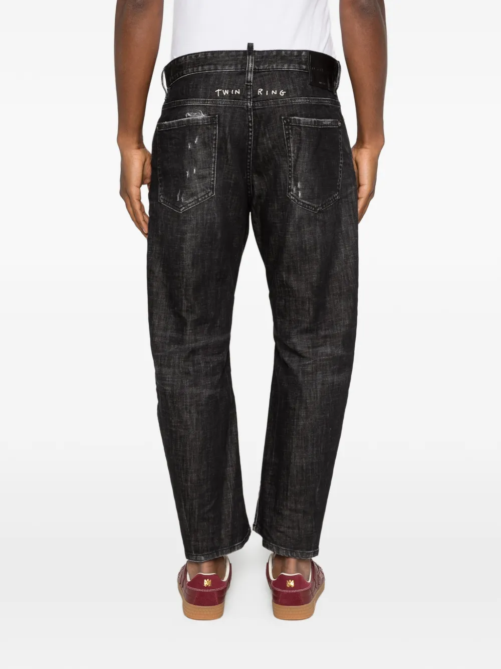 DSQUARED2 Gerafelde jeans met ringdetail Zwart