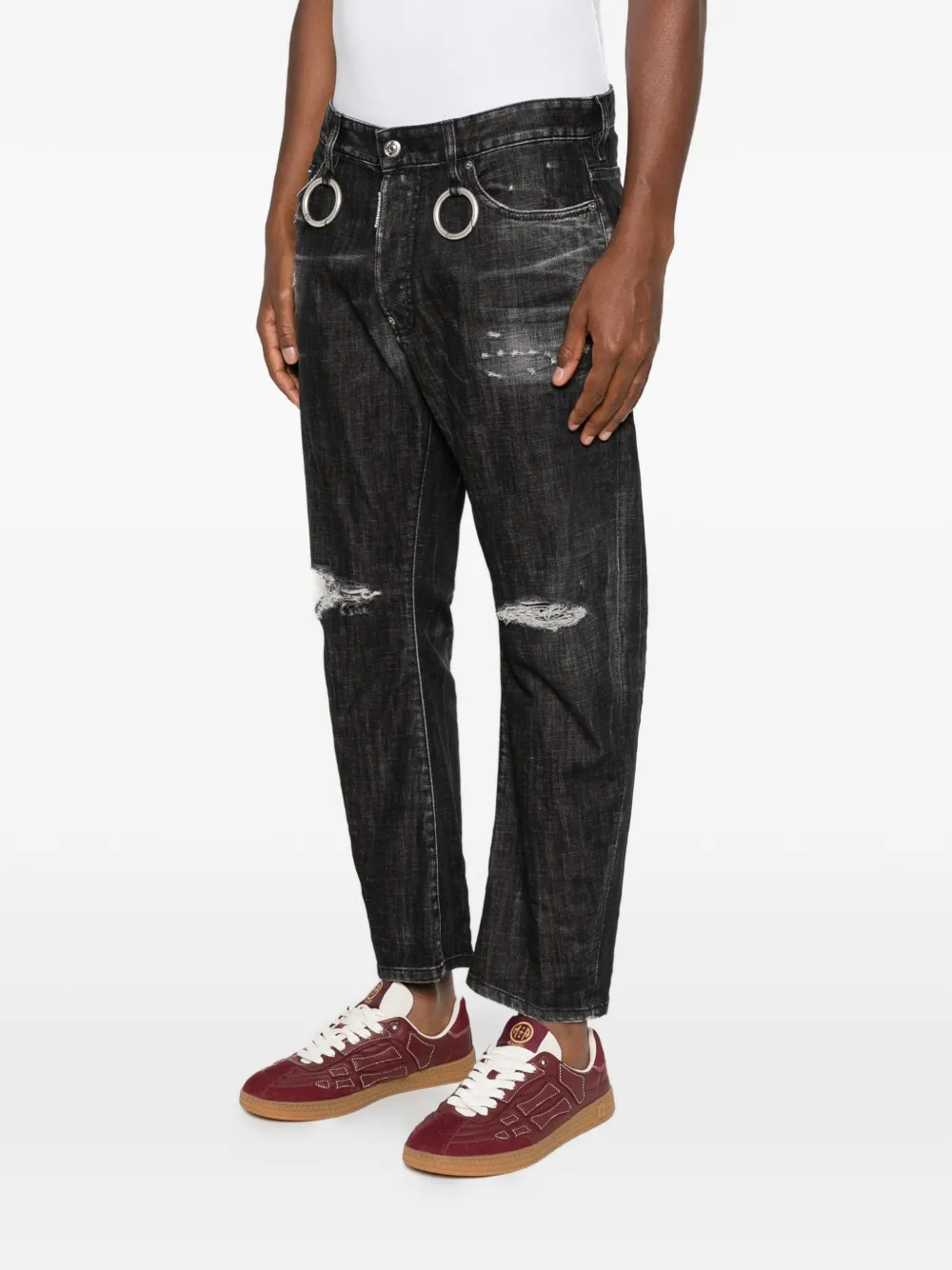DSQUARED2 Gerafelde jeans met ringdetail Zwart