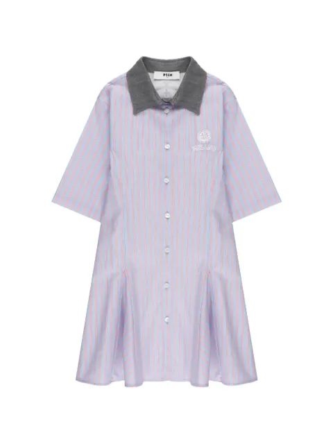 MSGM Kids button-down striped collared cotton dress