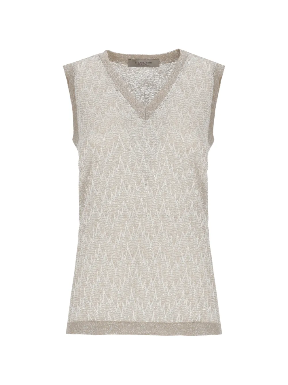 D.Exterior chevron-knit V-neck top - Grigio