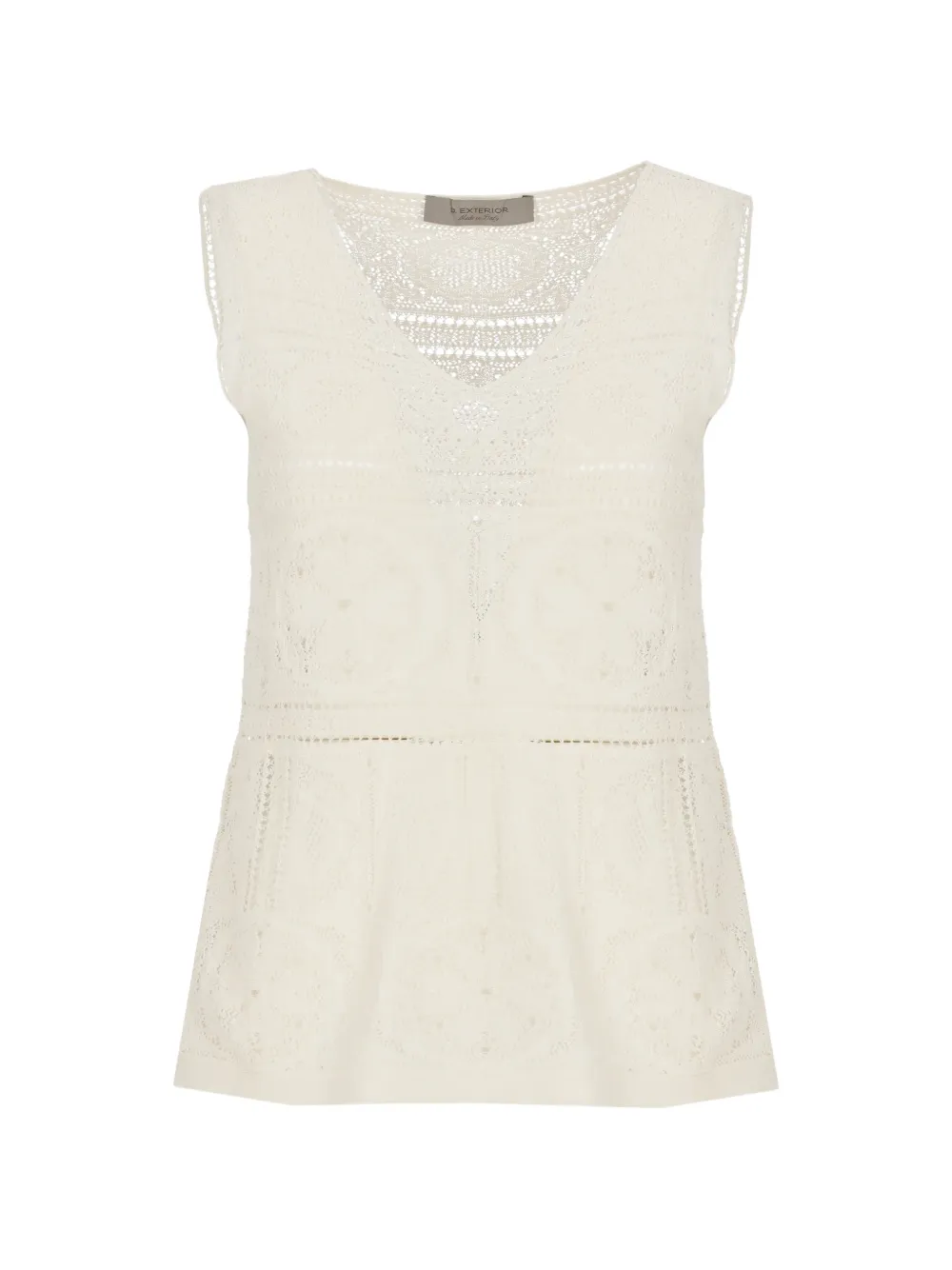 D.Exterior crochet-knit sleeveless top - Bianco