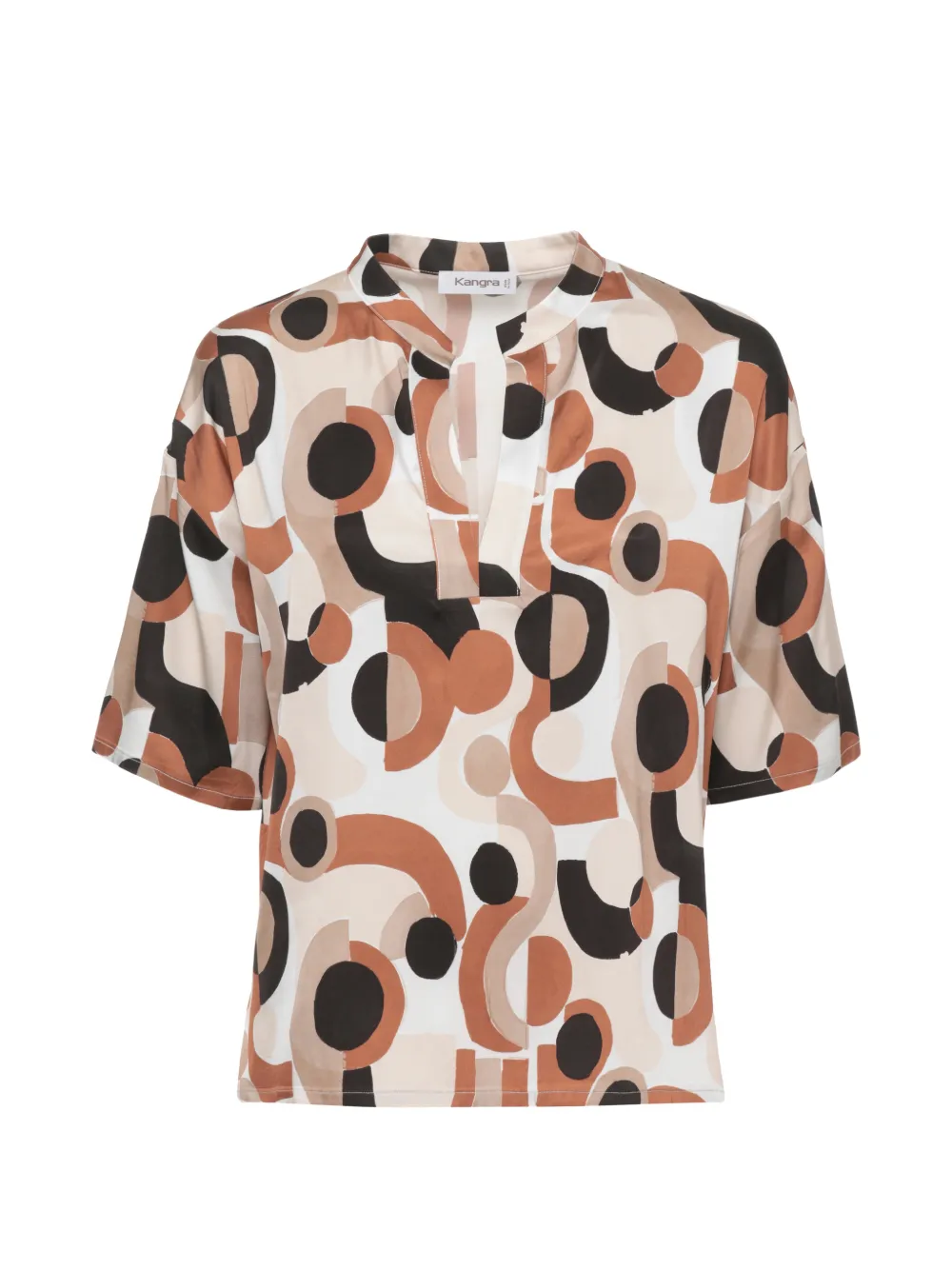 Kangra geometric-print V-neck blouse - Toni neutri