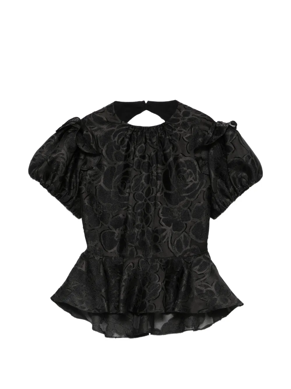 Parlor floral-jacquard peplum-hem blouse - Nero