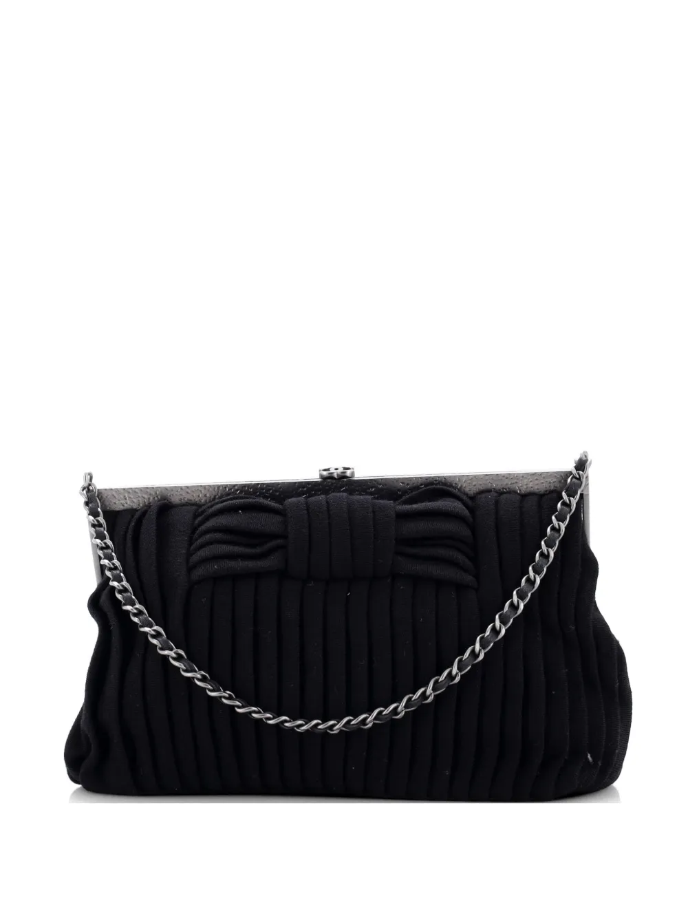 CHANEL Pre-Owned Bow Frame Jersey Small clutch bag - Nero