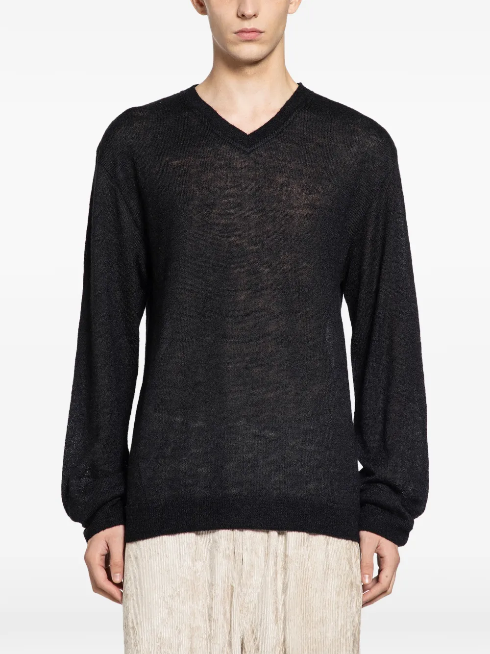 Mythinks alpaca shaggy V-neck sweater - Nero