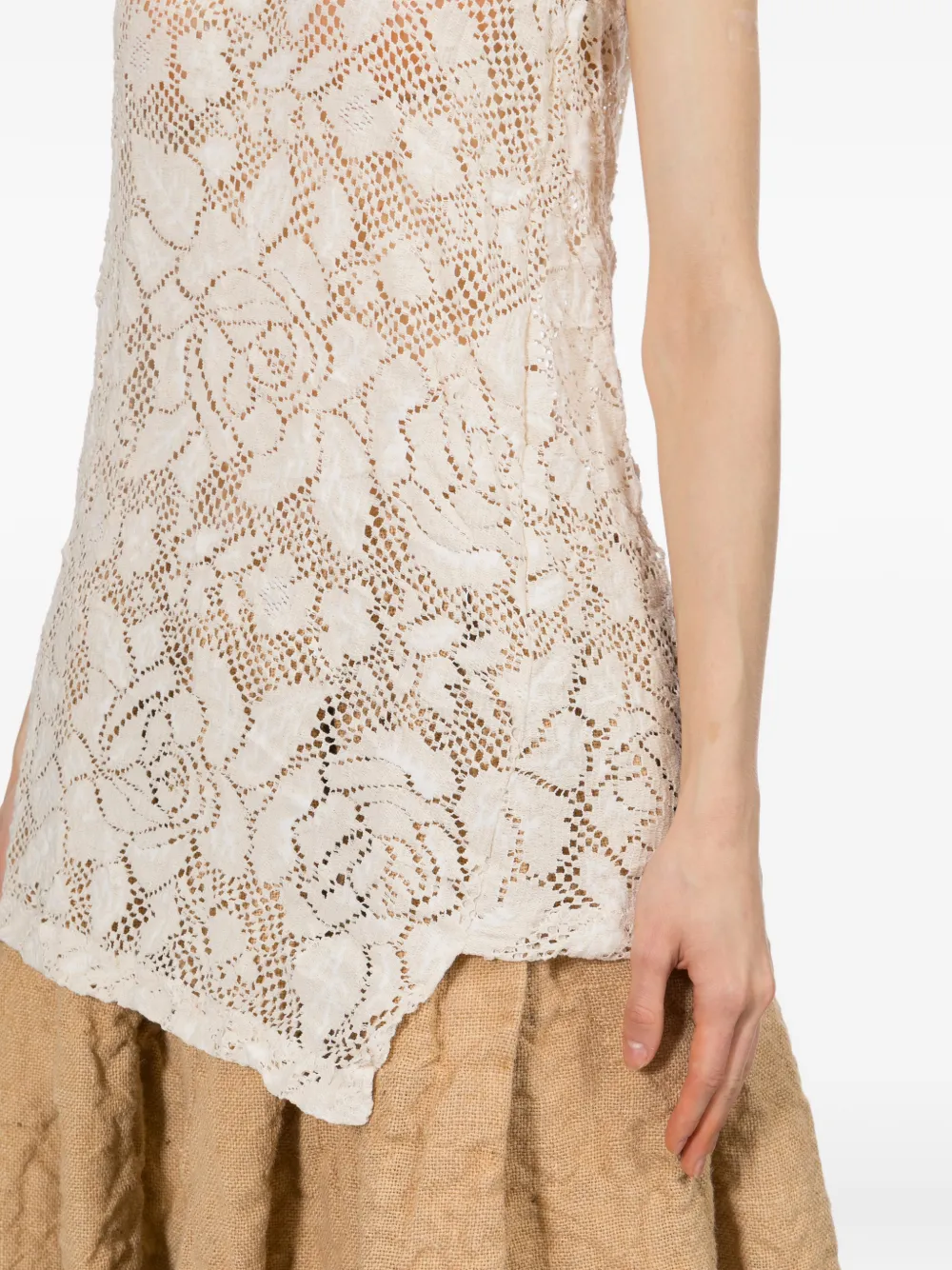 Comme Des Garçons Top met bloemenkant Beige