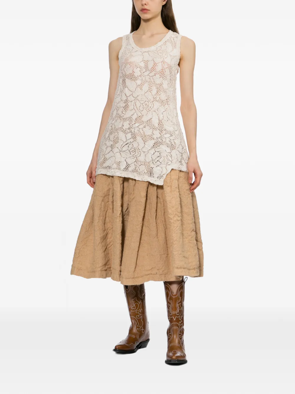 Comme Des Garçons Top met bloemenkant Beige