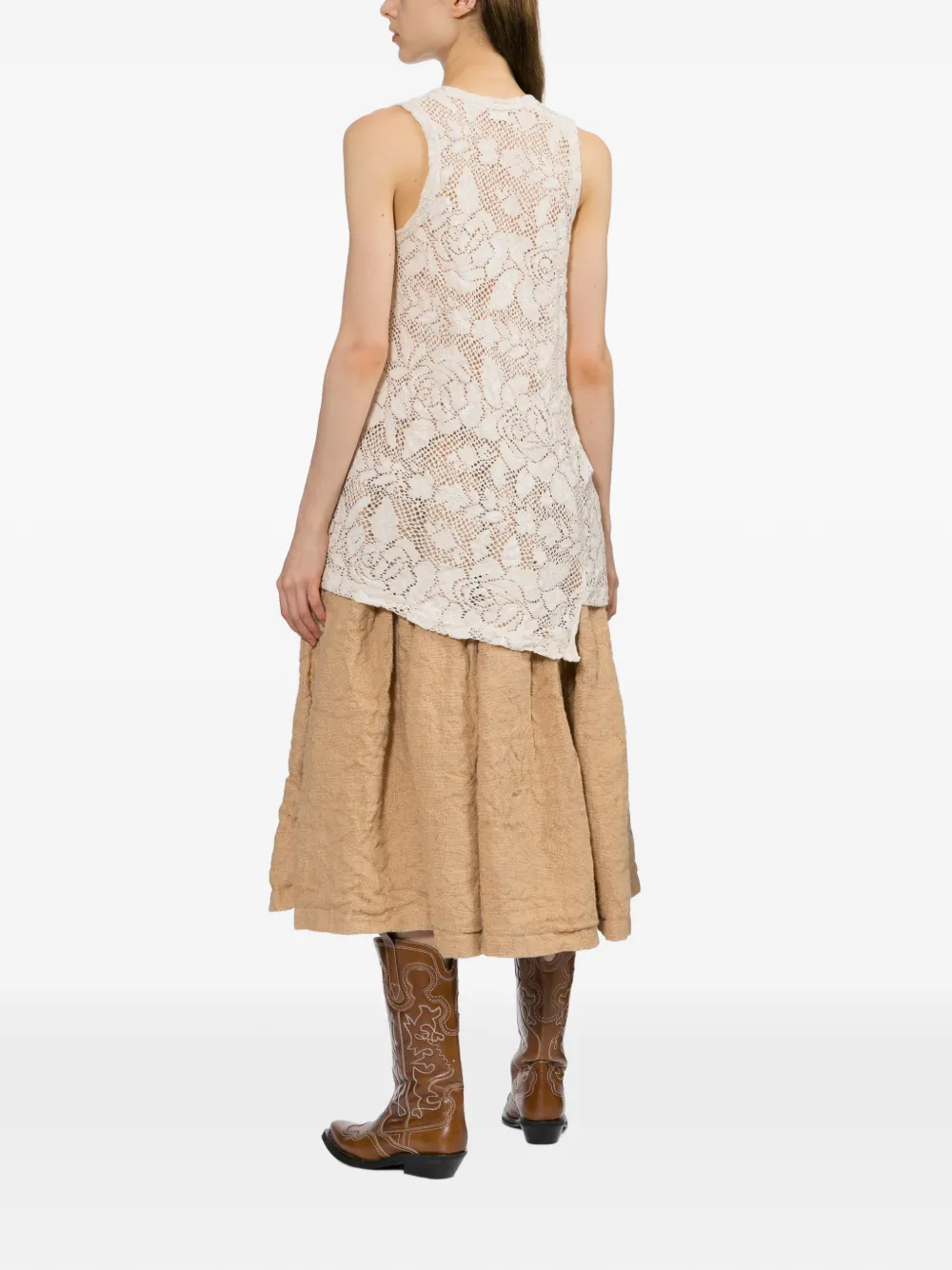 Comme Des Garçons Top met bloemenkant Beige