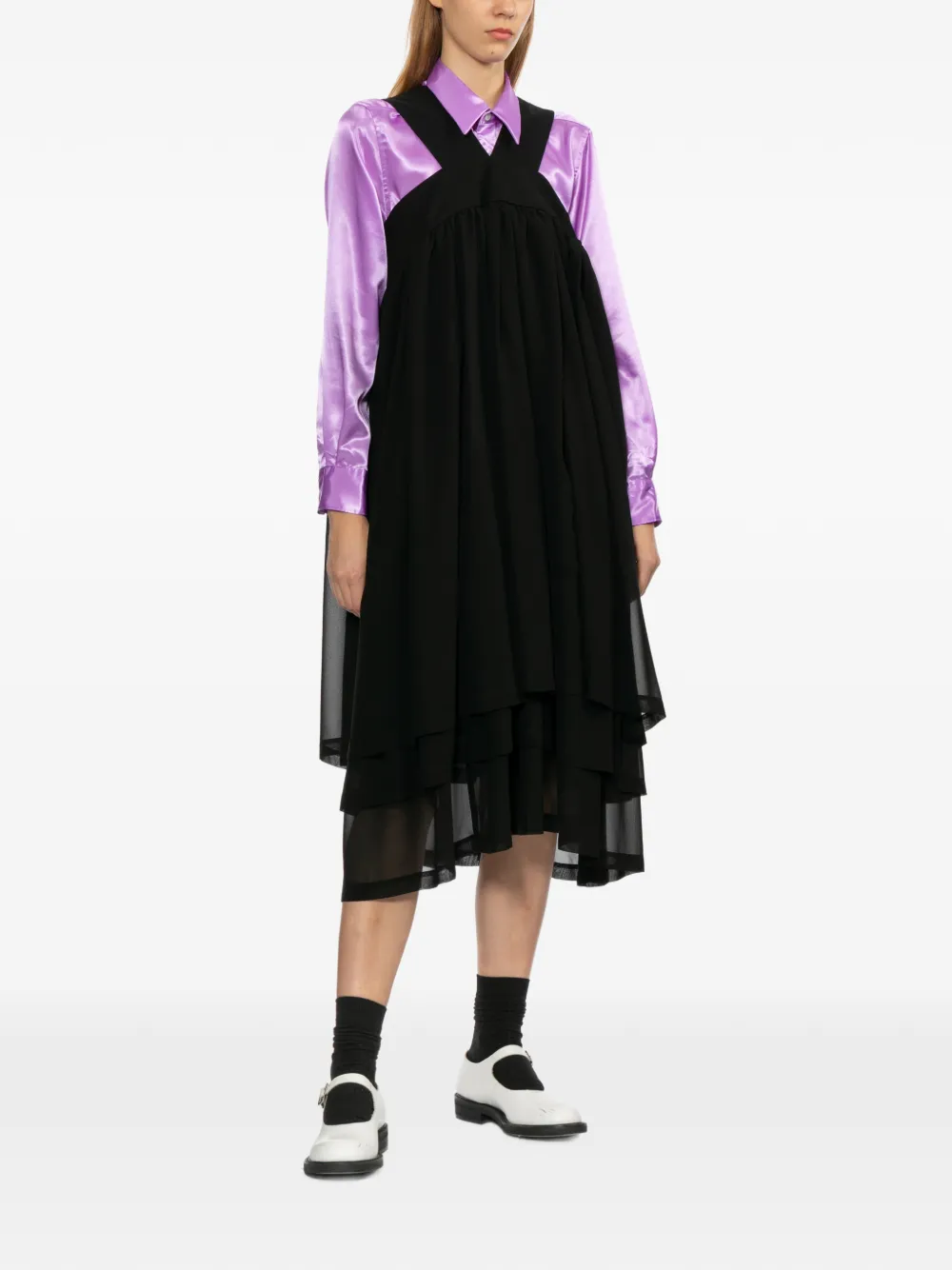 Comme Des Garçons Comme Des Garçons Gesmockte midi-jurk Zwart