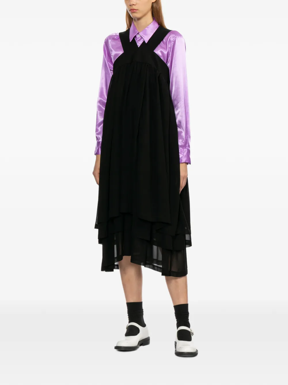 Comme Des Garçons Comme Des Garçons Gesmockte midi-jurk Zwart