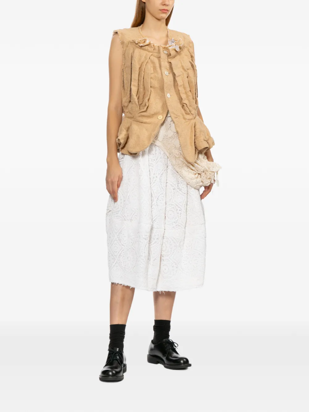 Comme Des Garçons Top met geborduurde bloemen Beige