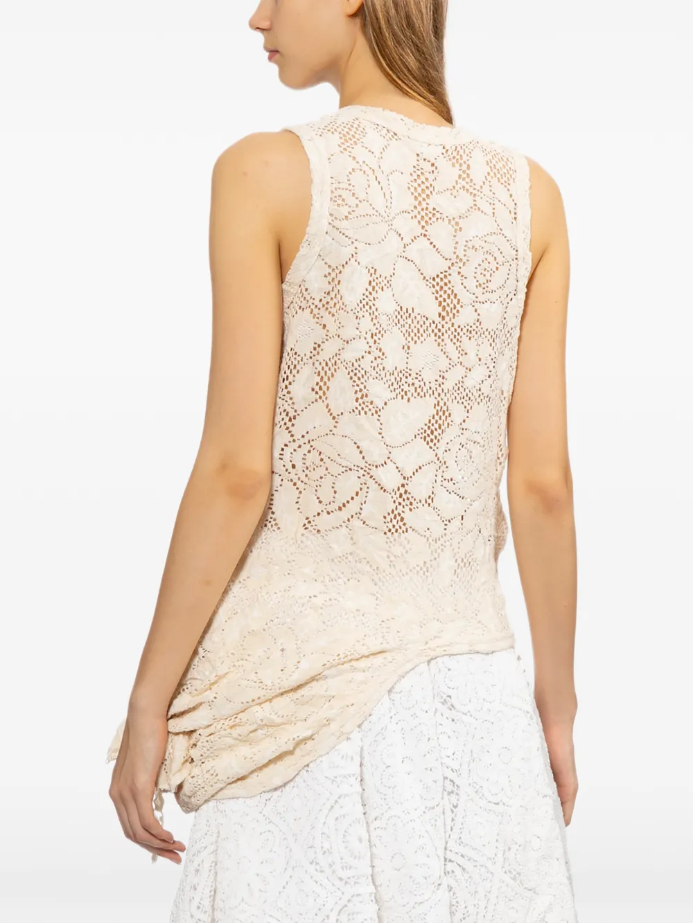Comme Des Garçons Top met geborduurde bloemen Beige