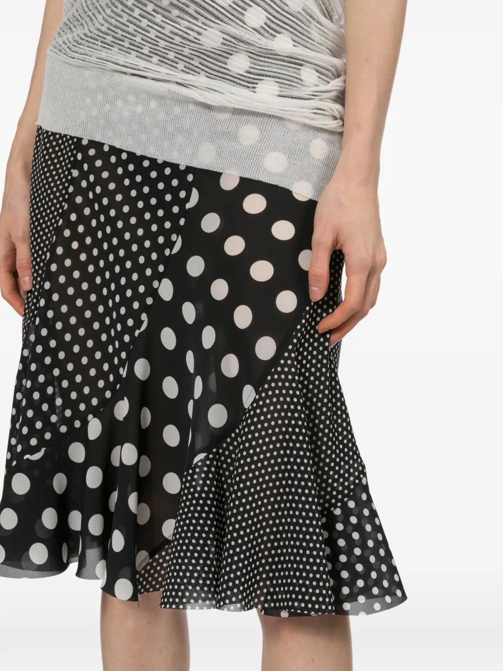 Junya Watanabe Midi-rok met stippen Zwart
