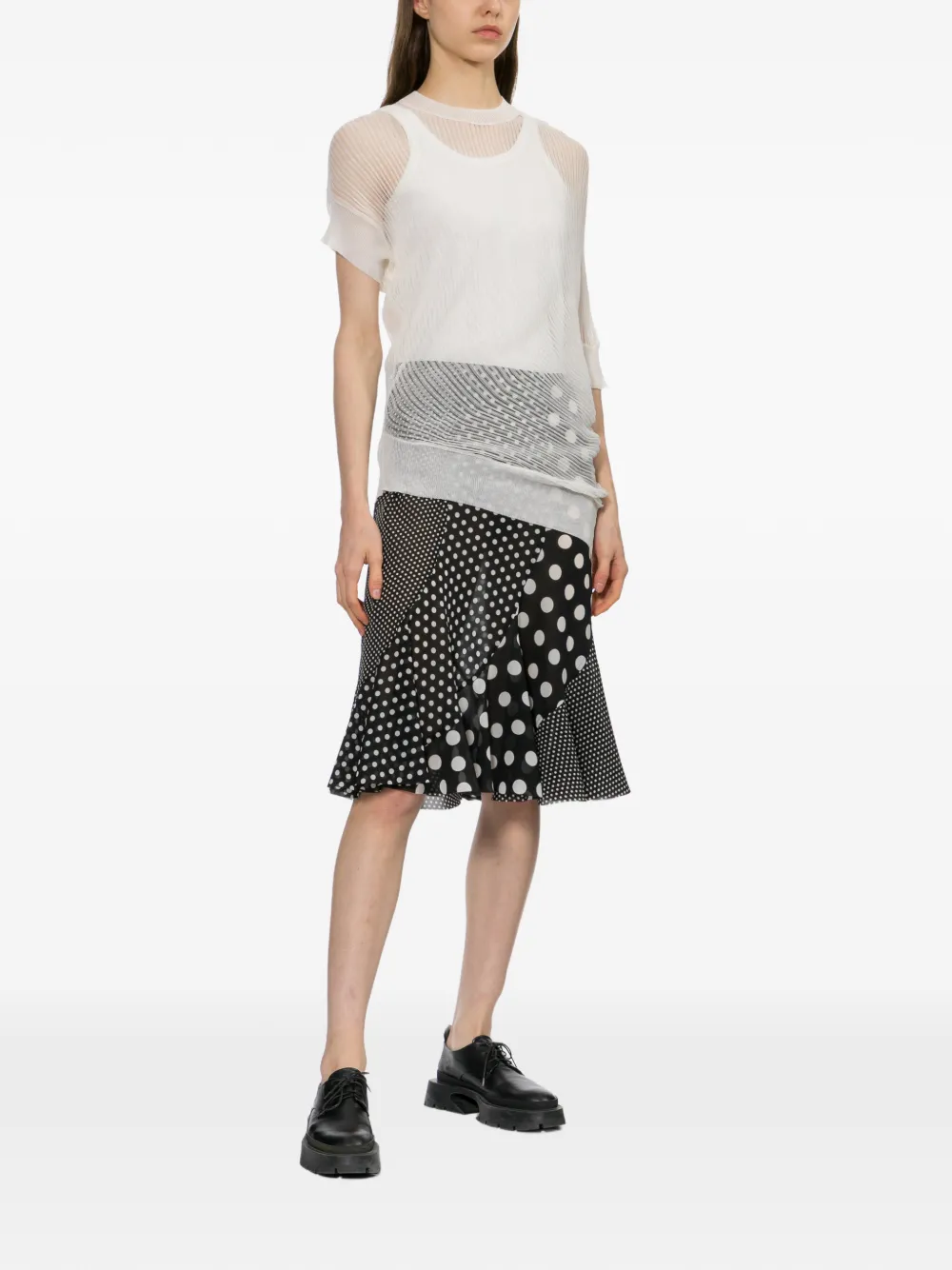 Junya Watanabe Midi-rok met stippen Zwart