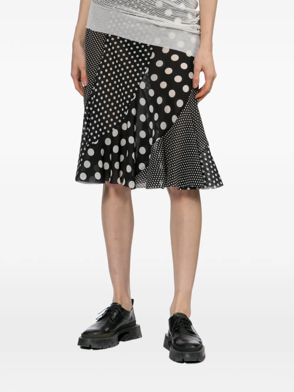 Junya Watanabe Midi-rok met stippen Zwart
