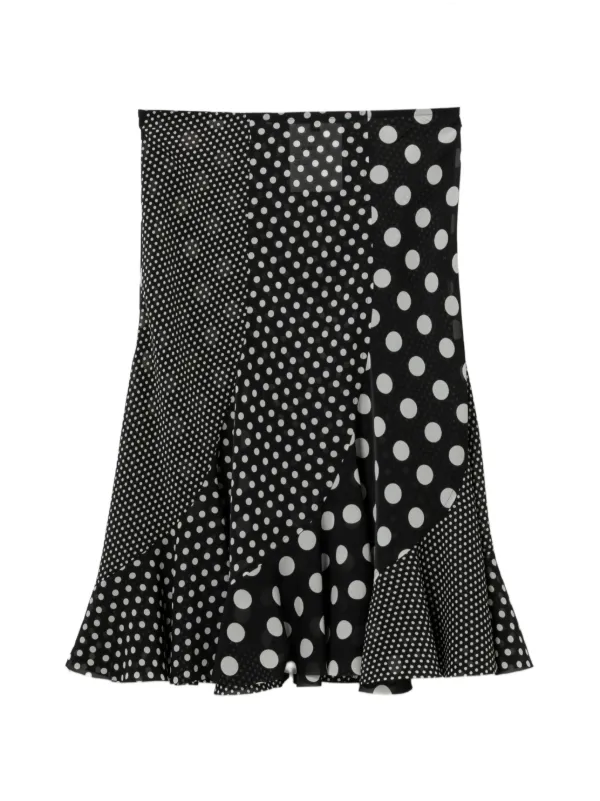 Junya Watanabe Polka-dot Pleated Midi Skirt in Black