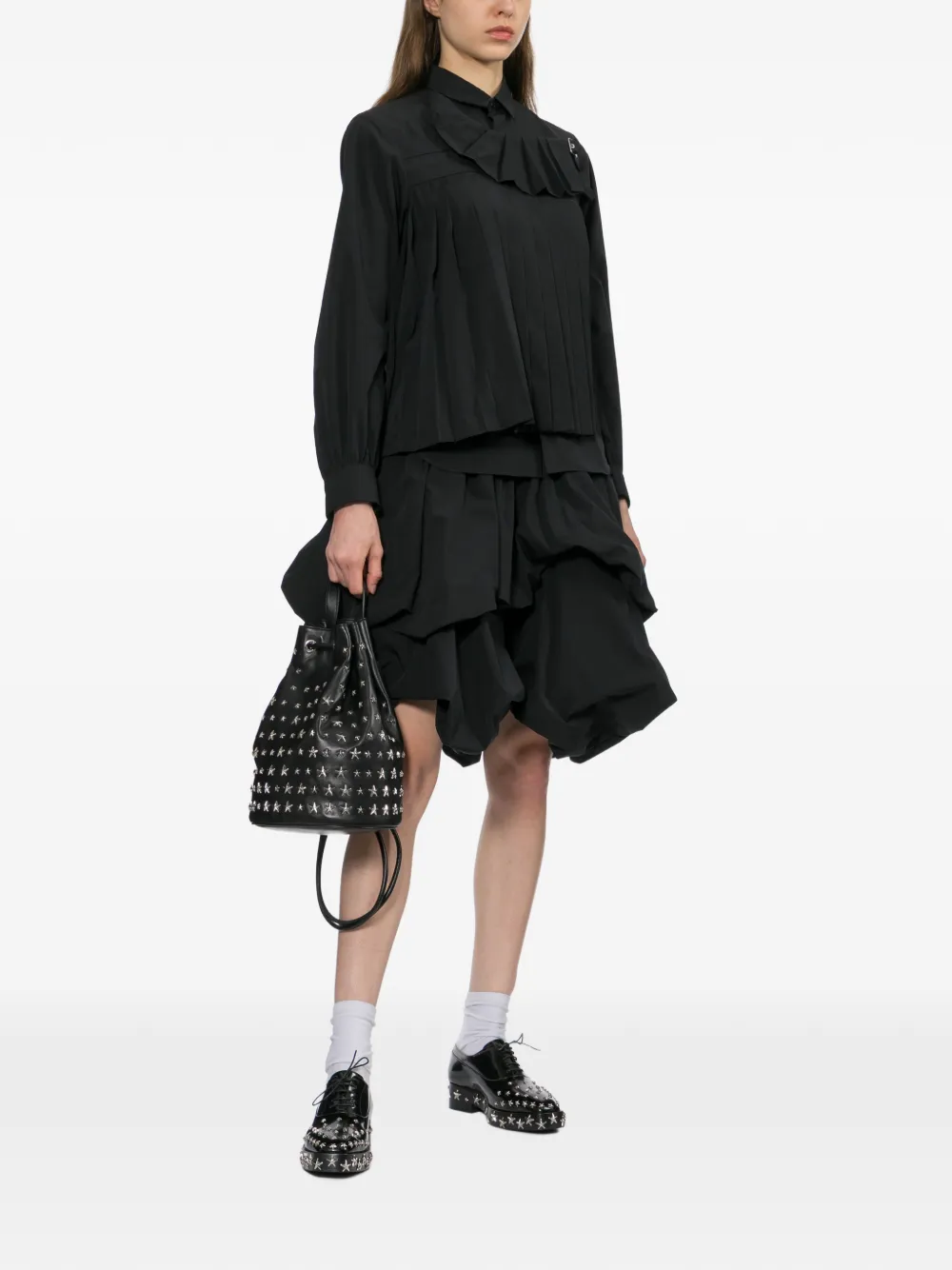 Noir Kei Ninomiya Geplooid shirt Zwart