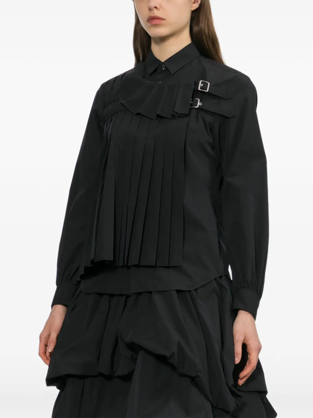 Noir Kei Ninomiya Geplooid shirt Zwart