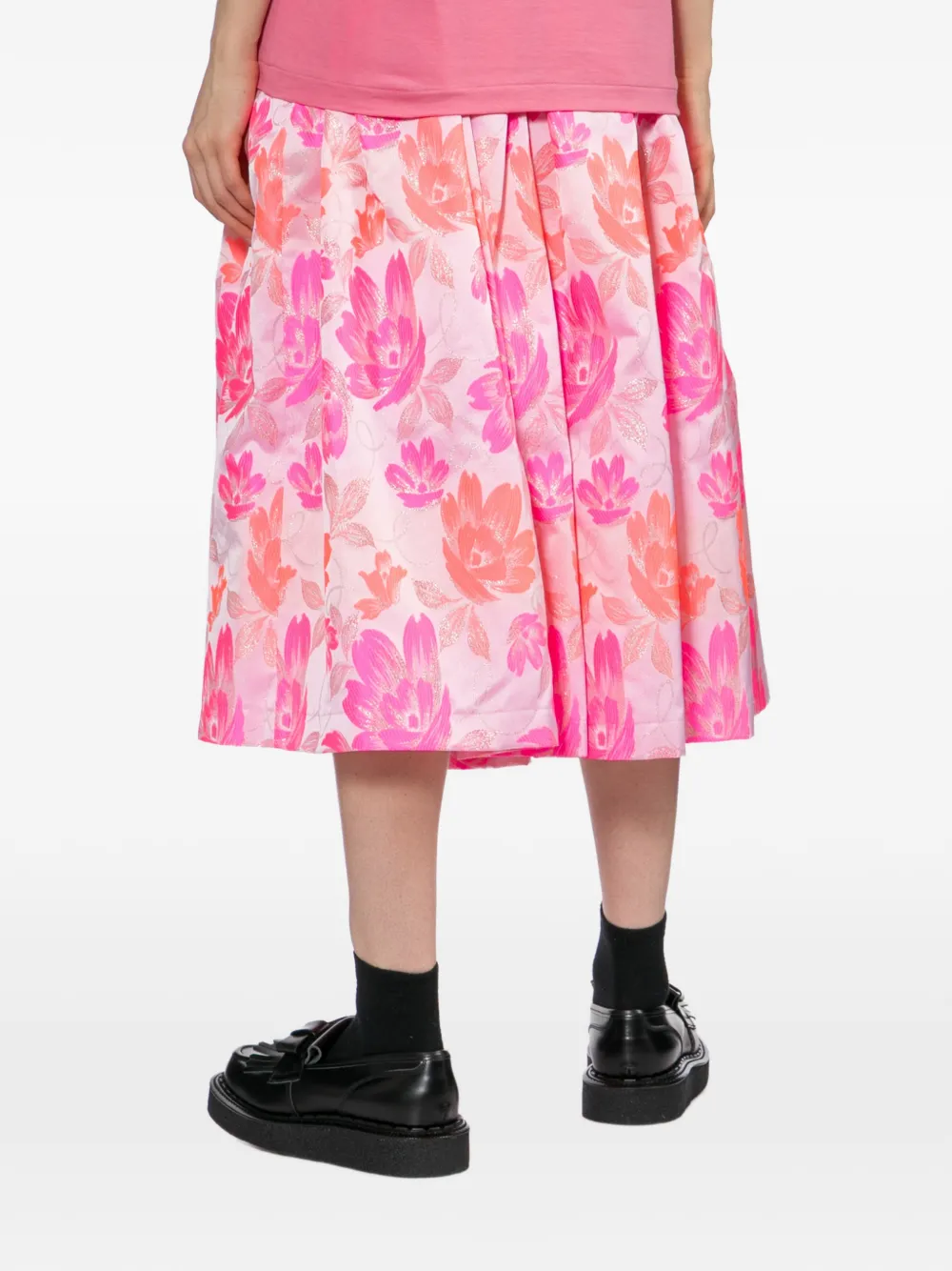 Comme Des Garçons Comme Des Garçons Midi-jurk met bloemenprint Roze