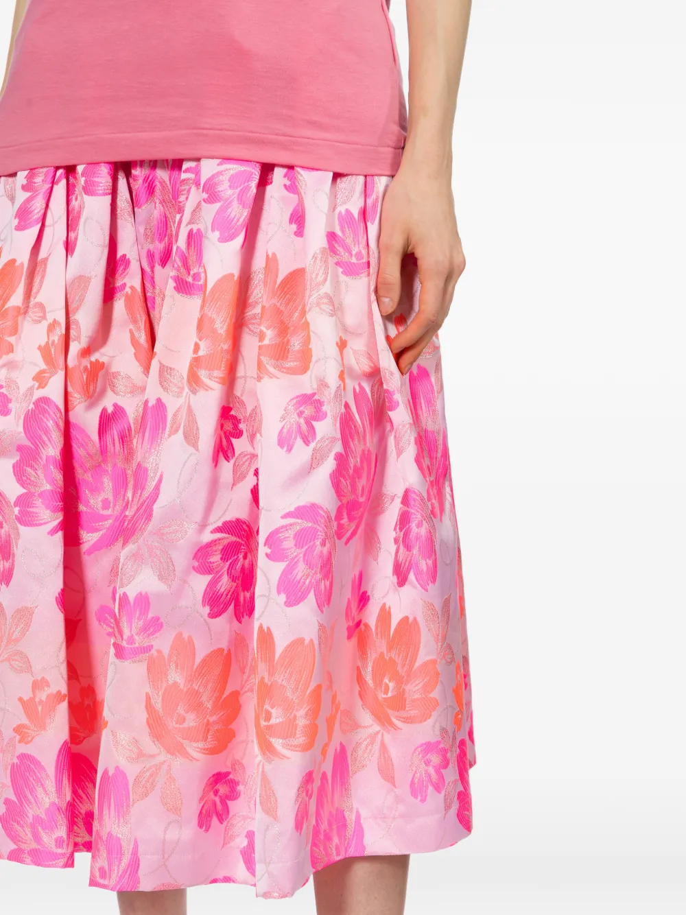 Comme Des Garçons Comme Des Garçons Midi-jurk met bloemenprint Roze