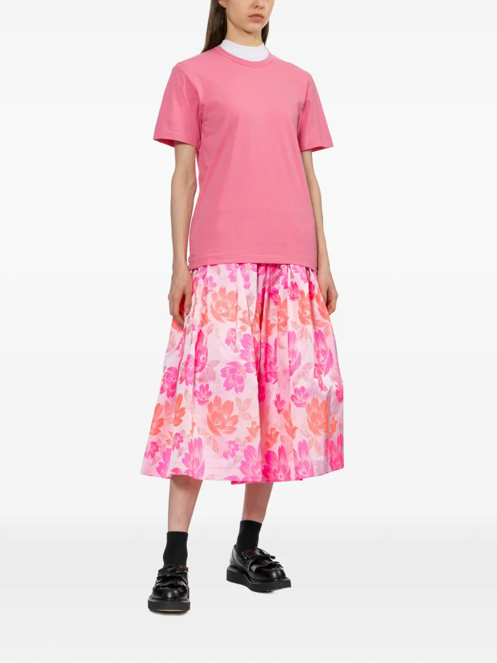 Comme Des Garçons Comme Des Garçons Midi-jurk met bloemenprint Roze