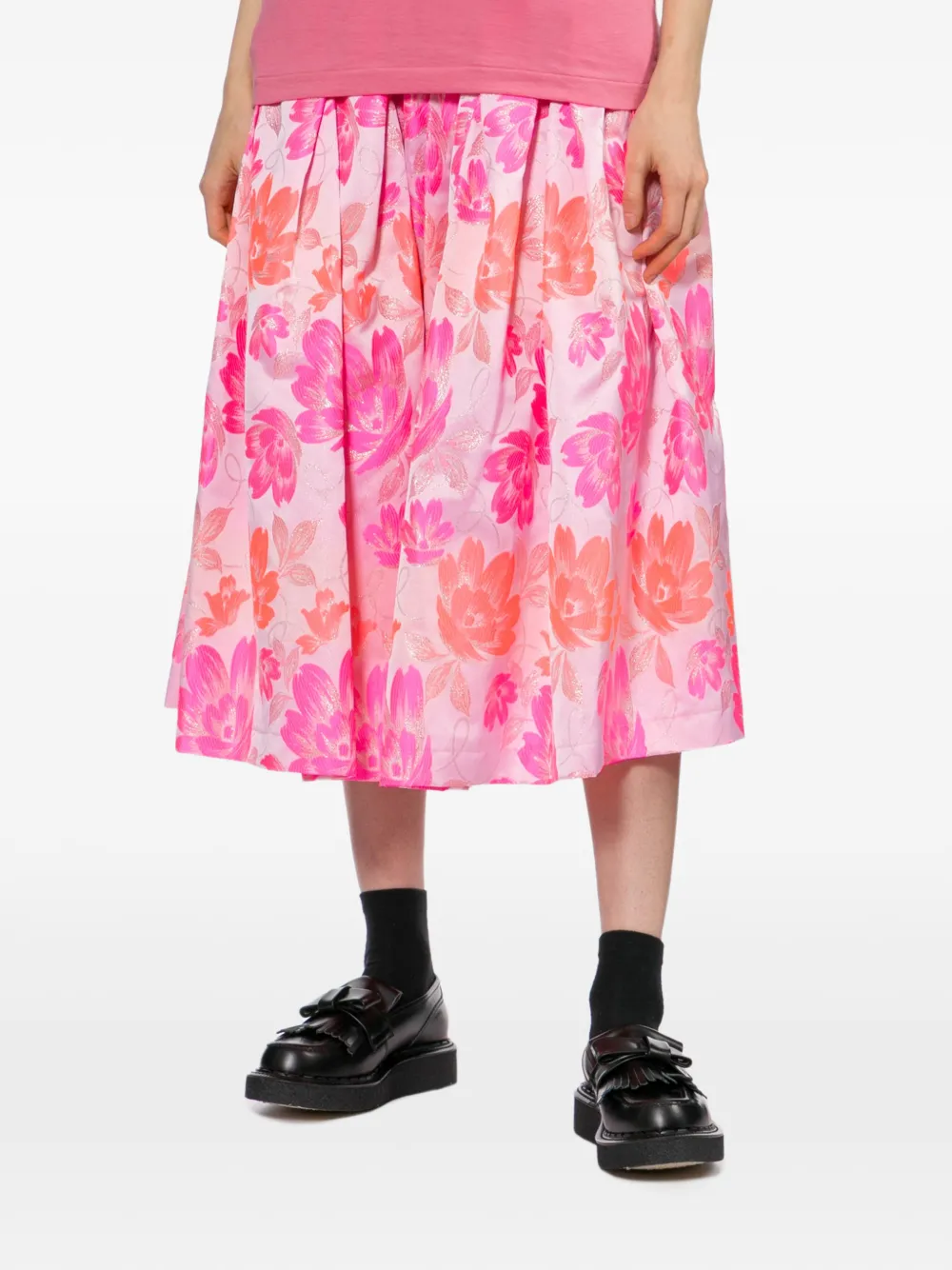 Comme Des Garçons Comme Des Garçons Midi-jurk met bloemenprint Roze