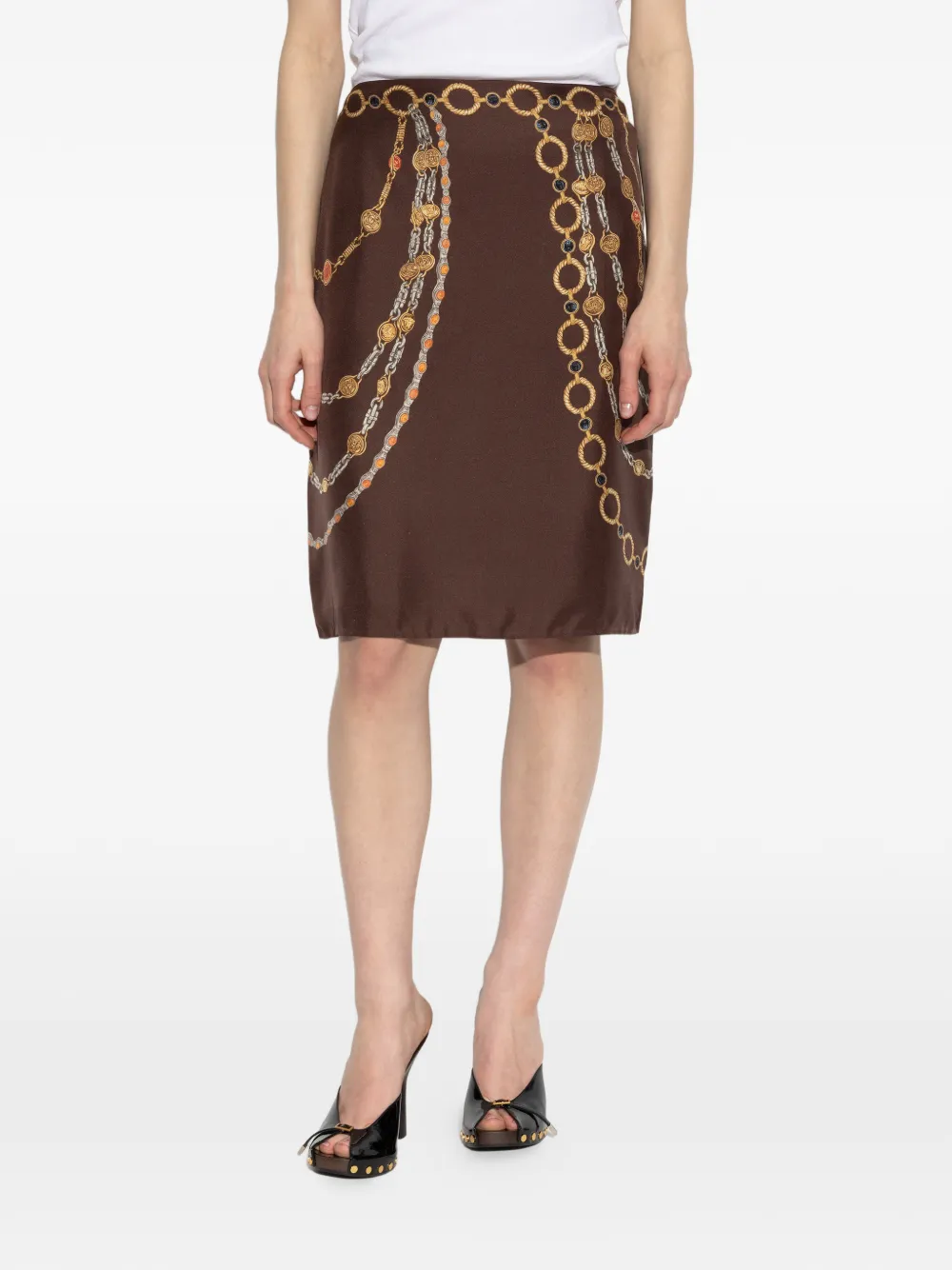 Versace Medusa Head rok met kettingprint Bruin