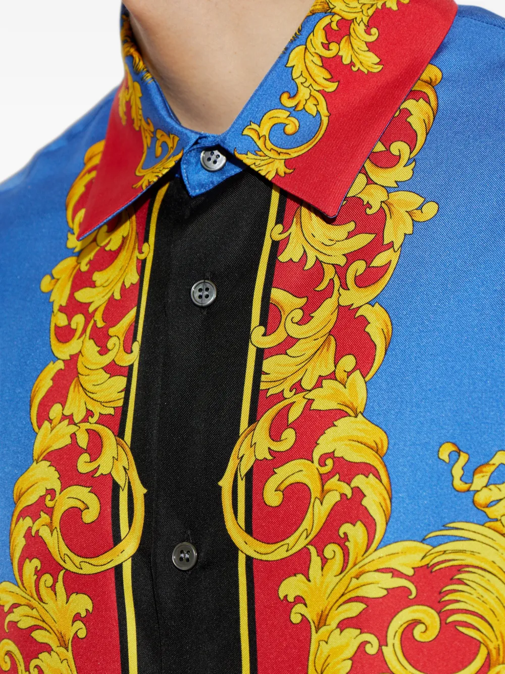 Versace Zijden overhemd met zonprint Blauw