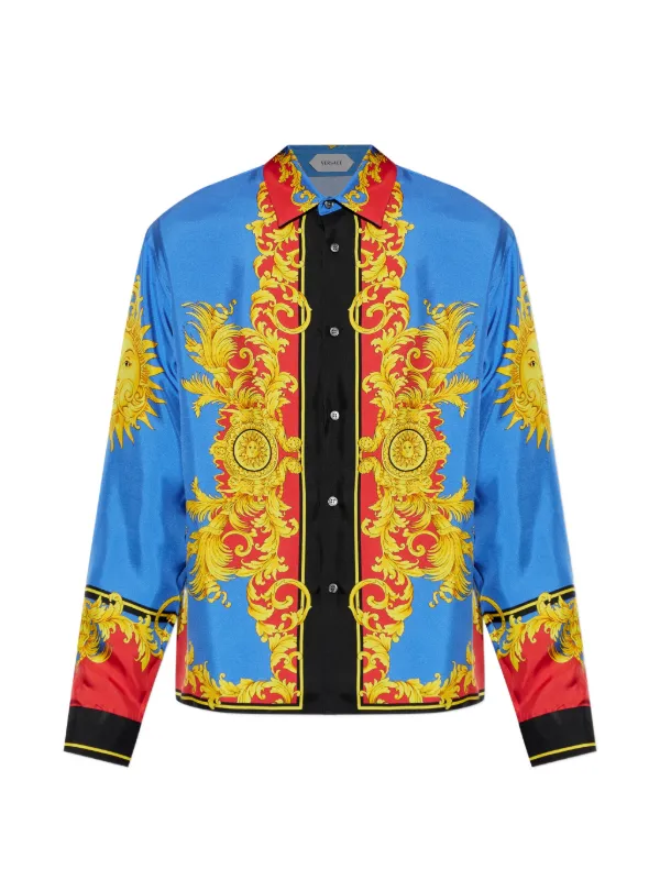 Versace プリント シルクシャツ | ブルー | FARFETCH JP