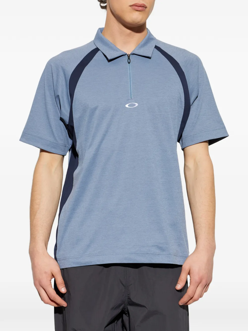 Oakley Poloshirt met colourblocking en rits Blauw