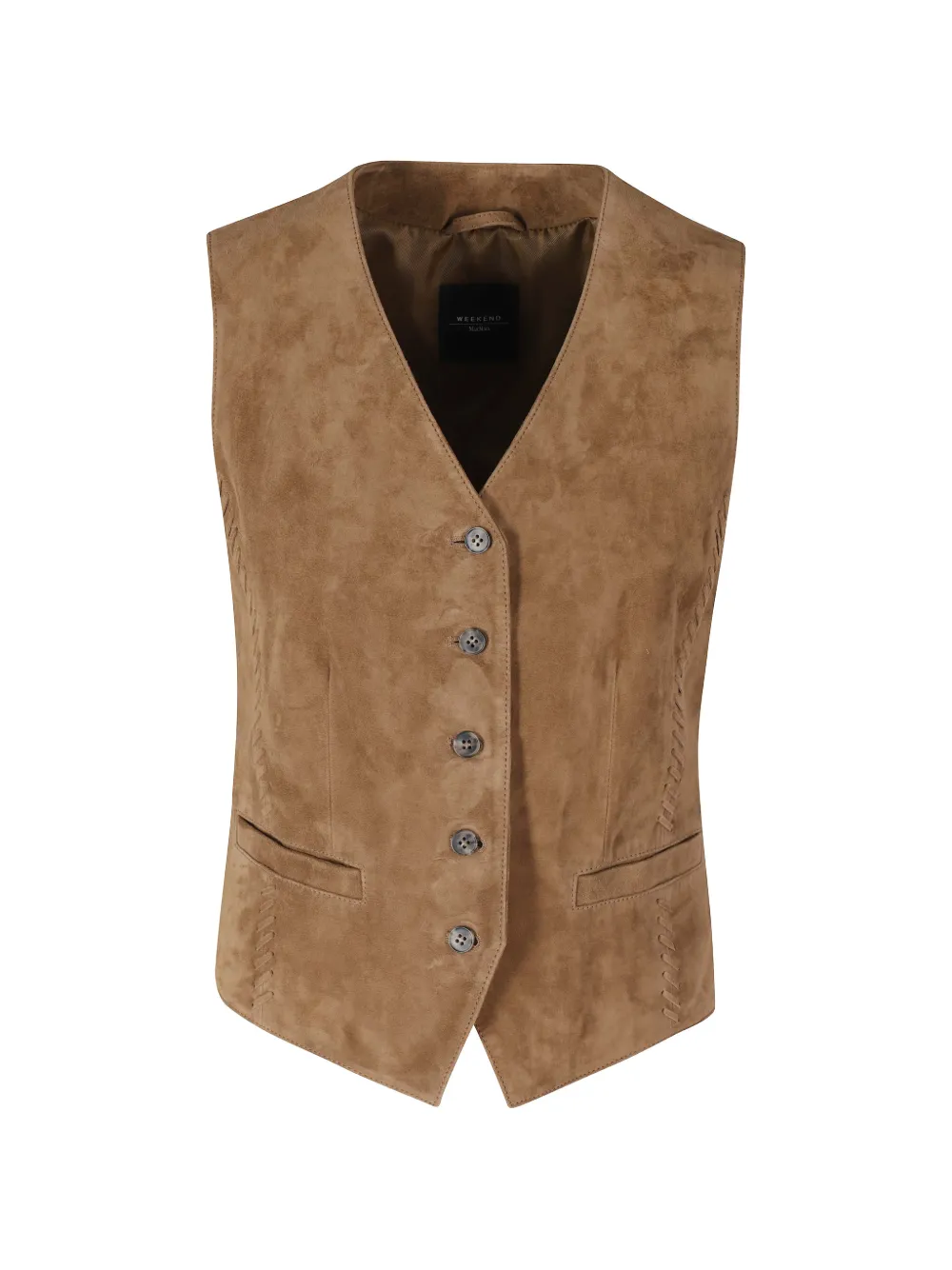 Weekend Max Mara suede whipstitch waistcoat - Neutrals
