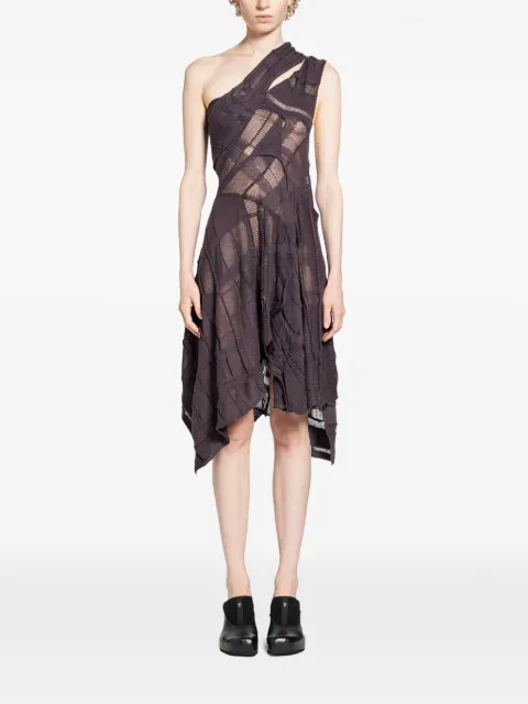 HALOS checked one-shoulder dress