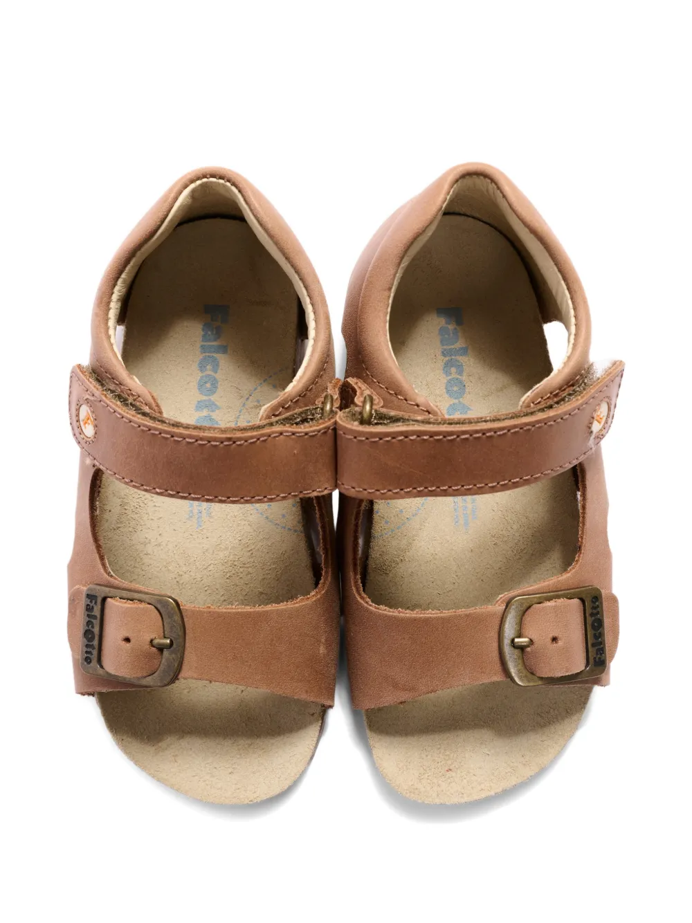 Falcotto Bea buckle strap leather sandals Beige